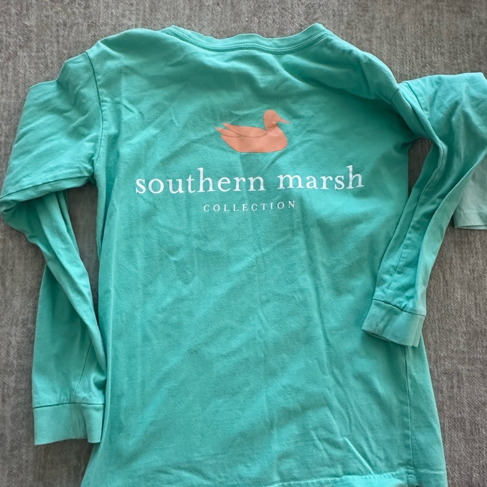 Southern Marsh Kids Aqua Long Sleeve Shirt